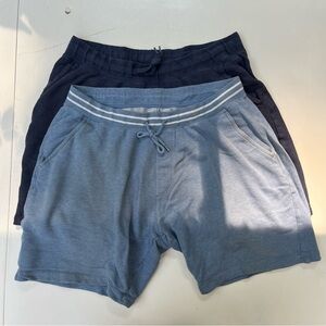 2 pairs - Uniqlo Easy Sweat Shorts, Men’s Large, navy & light blue